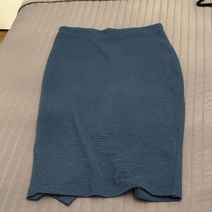 Poema Textured Blue Pencil Skirt